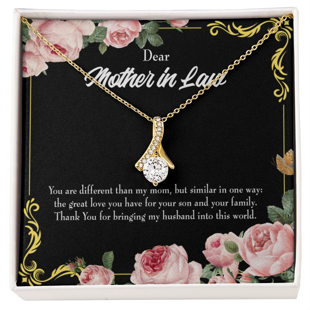 To My Mother-in-Law You're Different Ribbon Necklace Gold Tone Standard Box
